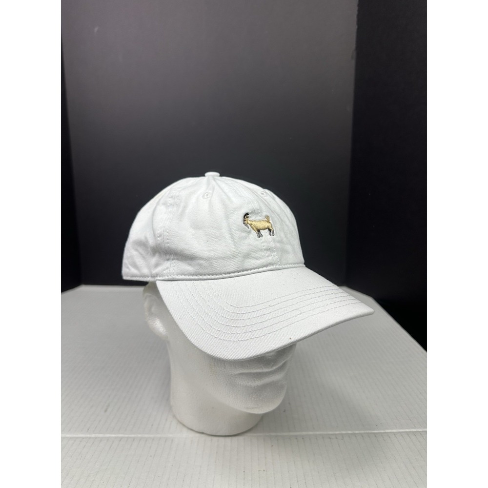 Men's Adjustable Strapback North & Acrux White Embroidered Goat Dad Cap